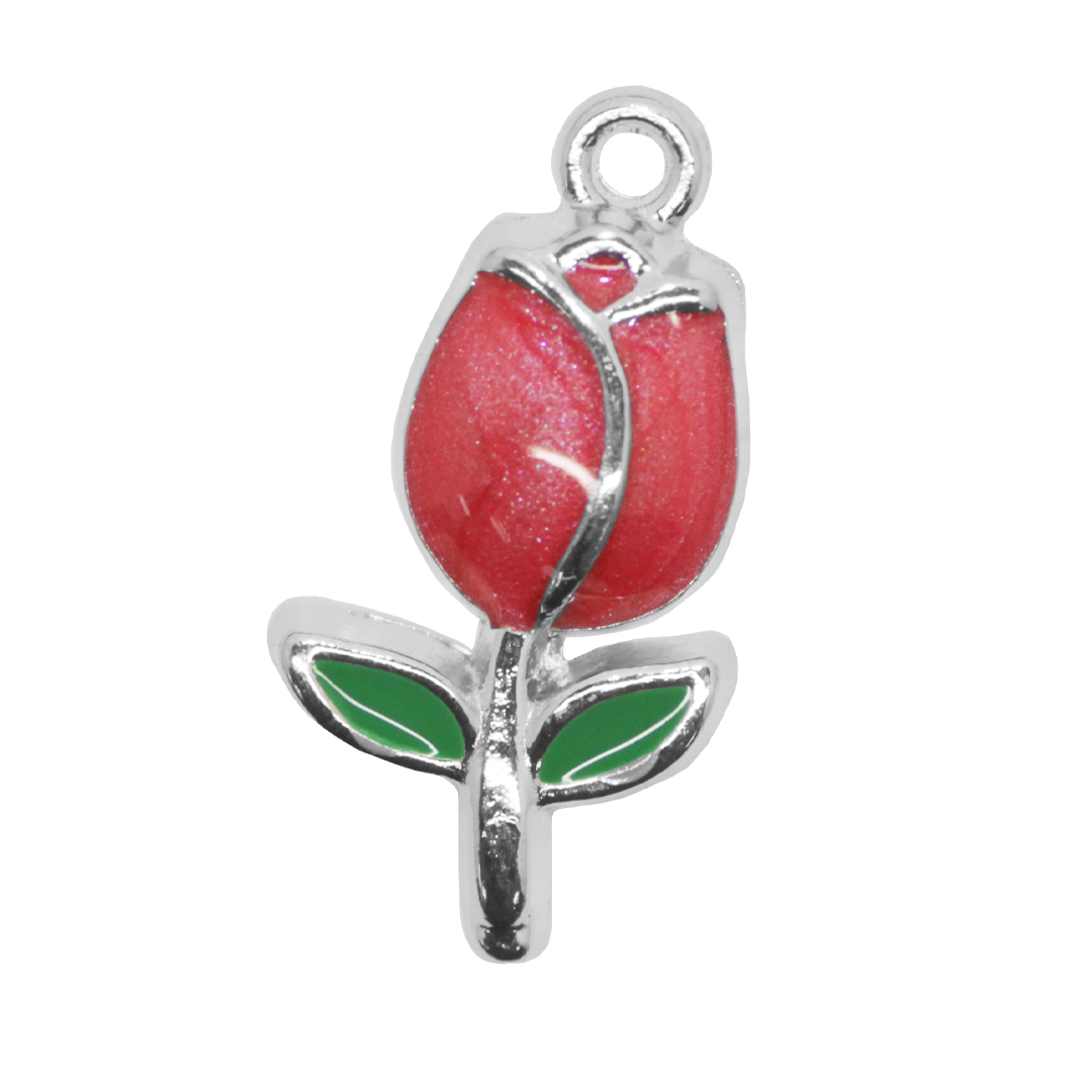 Charm, Tulip, Enameled, Alloy, 22mm x 11.5mm x 3mm, Sold Per pkg of 10, Available in Multiple Colours