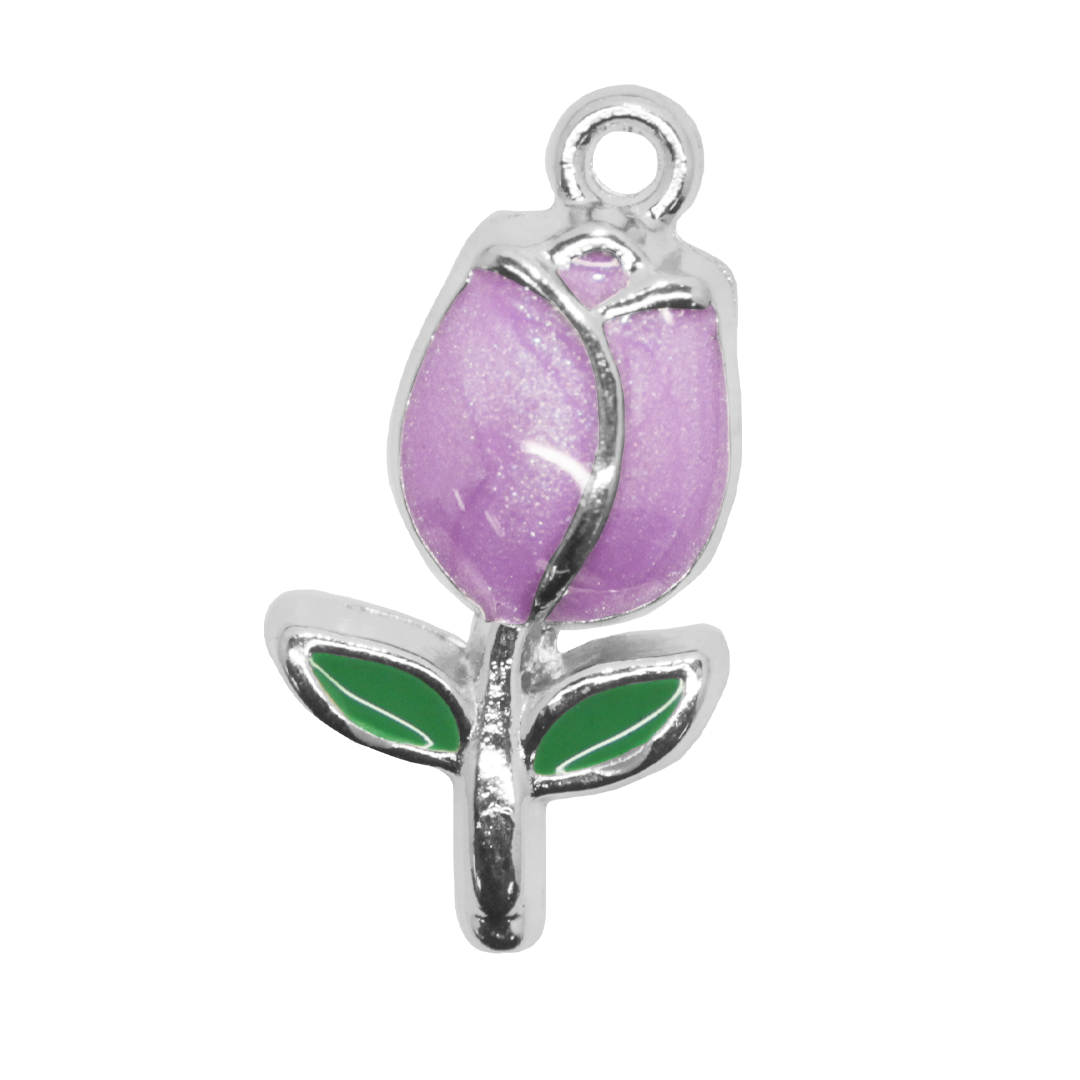 Charm, Tulip, Enameled, Alloy, 22mm x 11.5mm x 3mm, Sold Per pkg of 10, Available in Multiple Colours
