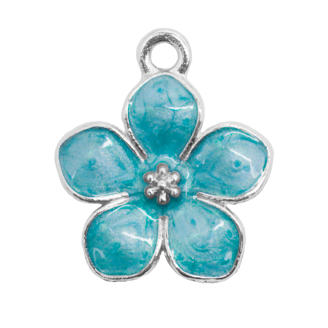 Charm, Flower, Enameled, Alloy, 17mm x 14.5mm x 3mm, Sold Per pkg of 12, Available in Multiple Colours