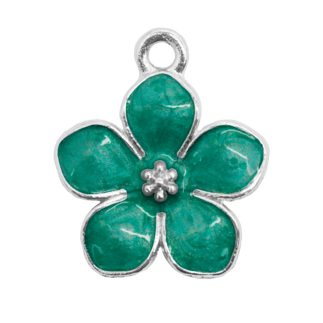 Charm, Flower, Enameled, Alloy, 17mm x 14.5mm x 3mm, Sold Per pkg of 12, Available in Multiple Colours