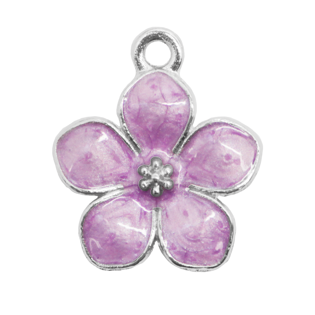 Charm, Flower, Enameled, Alloy, 17mm x 14.5mm x 3mm, Sold Per pkg of 12, Available in Multiple Colours