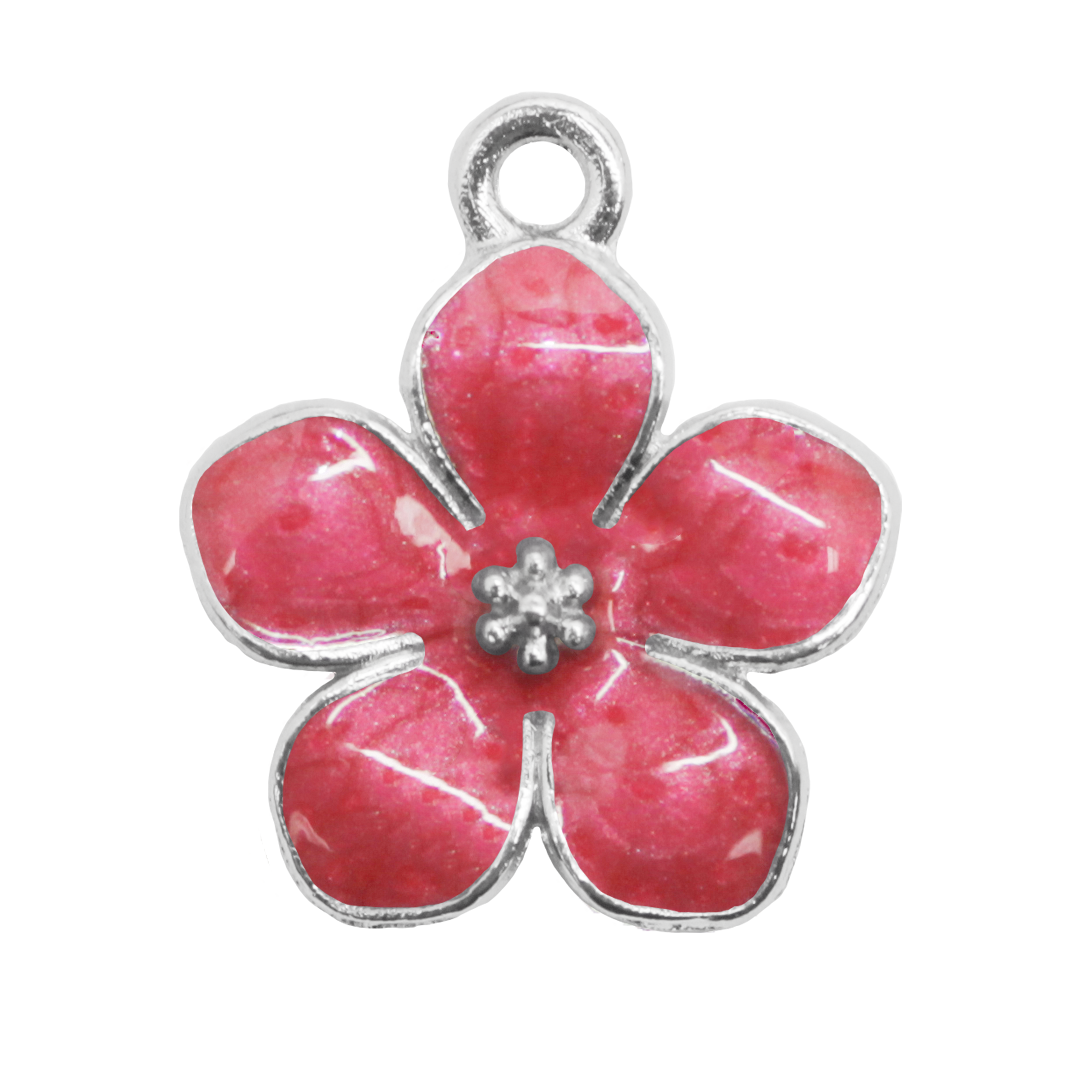 Charm, Flower, Enameled, Alloy, 17mm x 14.5mm x 3mm, Sold Per pkg of 12, Available in Multiple Colours