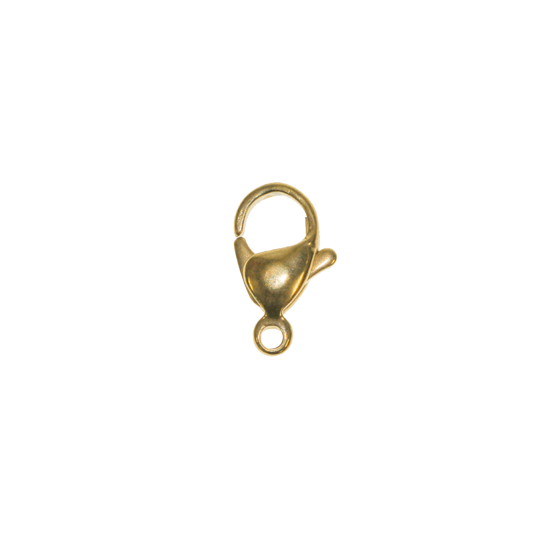 Clasp, Lobster Clasp, Dull Gold, Stainless Steel, 12mm x 7mm, Sold Per pkg of 6