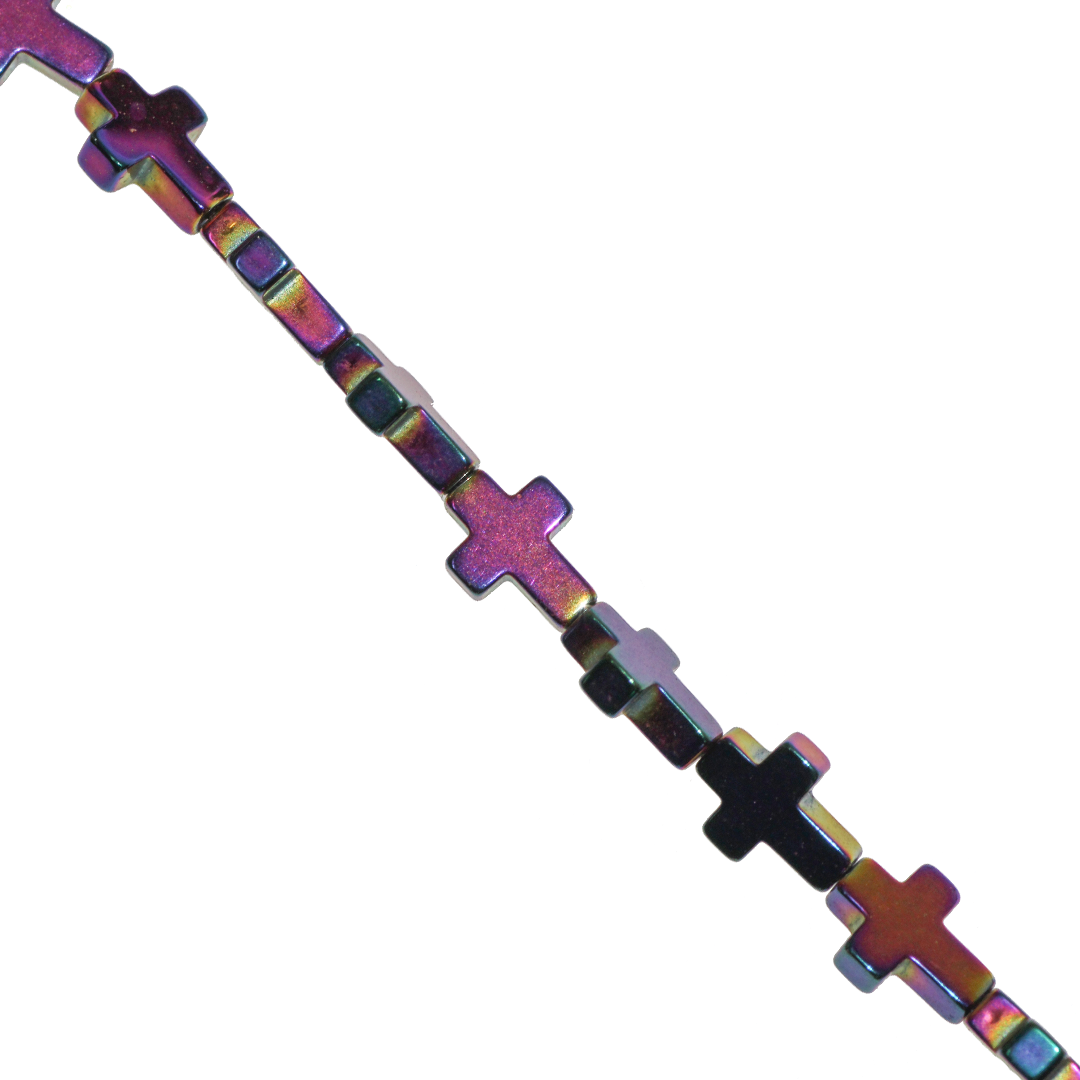 Hematite, Cross, Plated, 8mm x 6mm, Approx 48 pcs per strand, Available in Multiple Colours