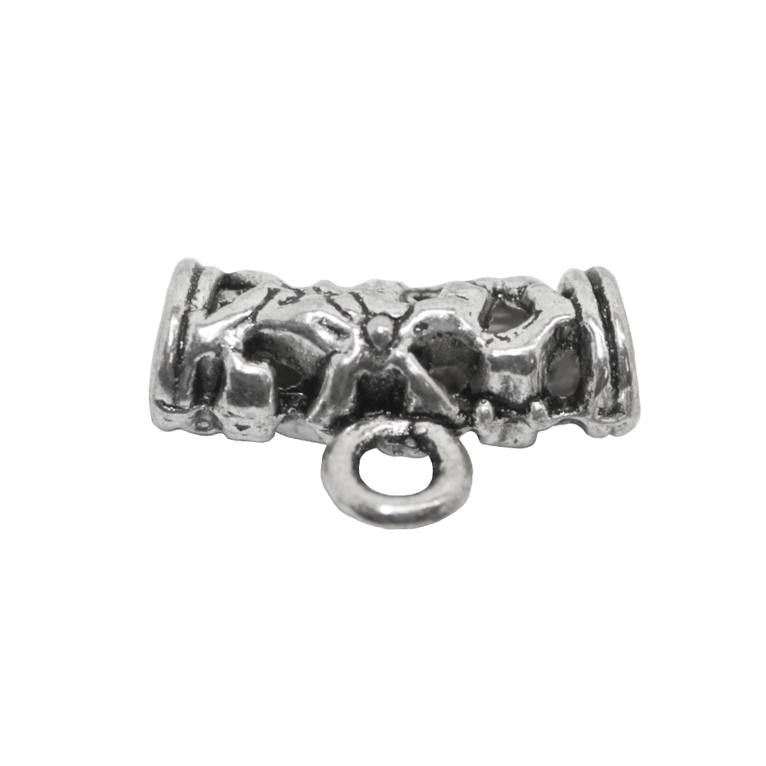Spacers, Swirl Charm Holder, Alloy, Silver, 15mm x 10mm, Sold Per pkg of 6