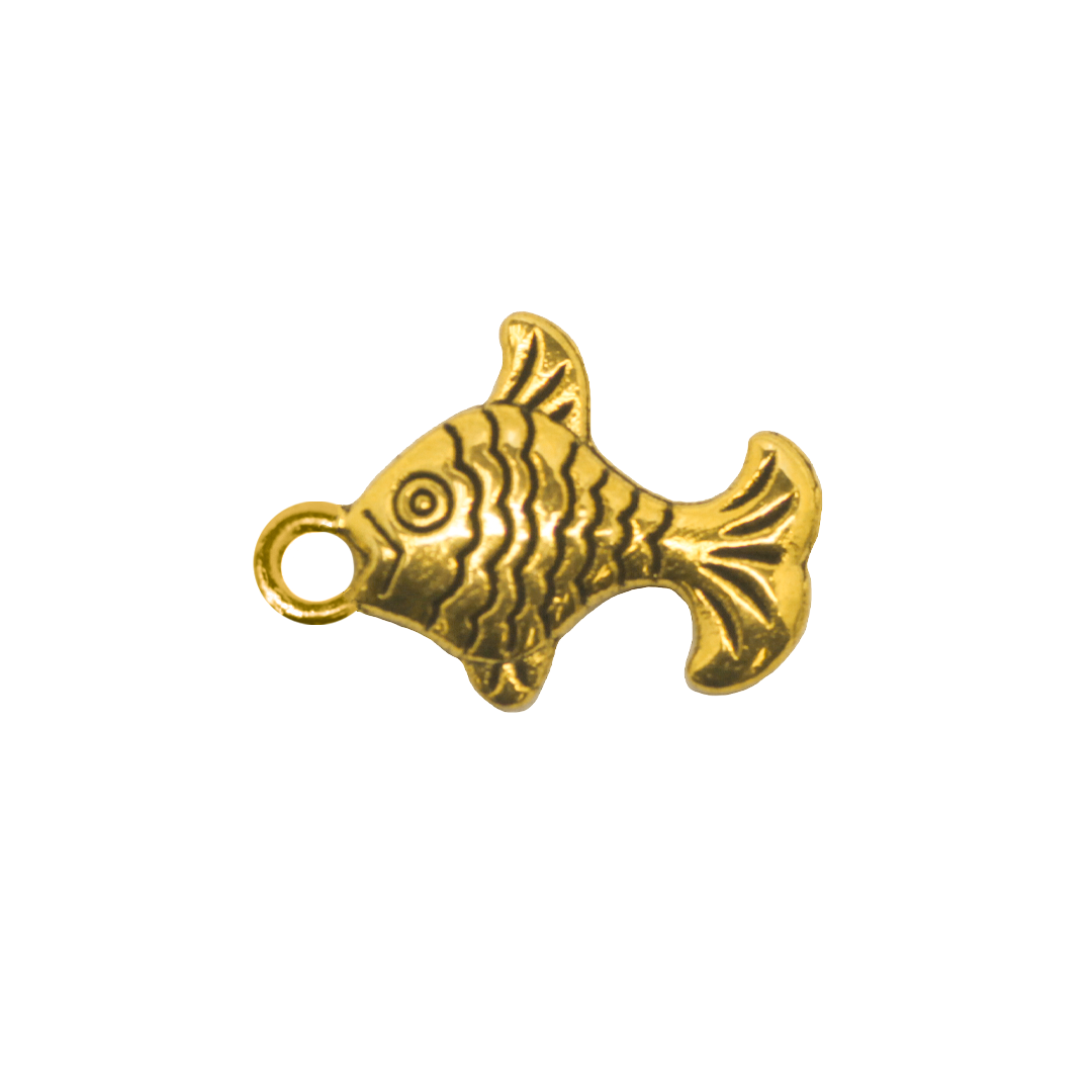 Charms, Fish, Gold, Alloy, 20mm x 15mm, Sold Per pkg of 10