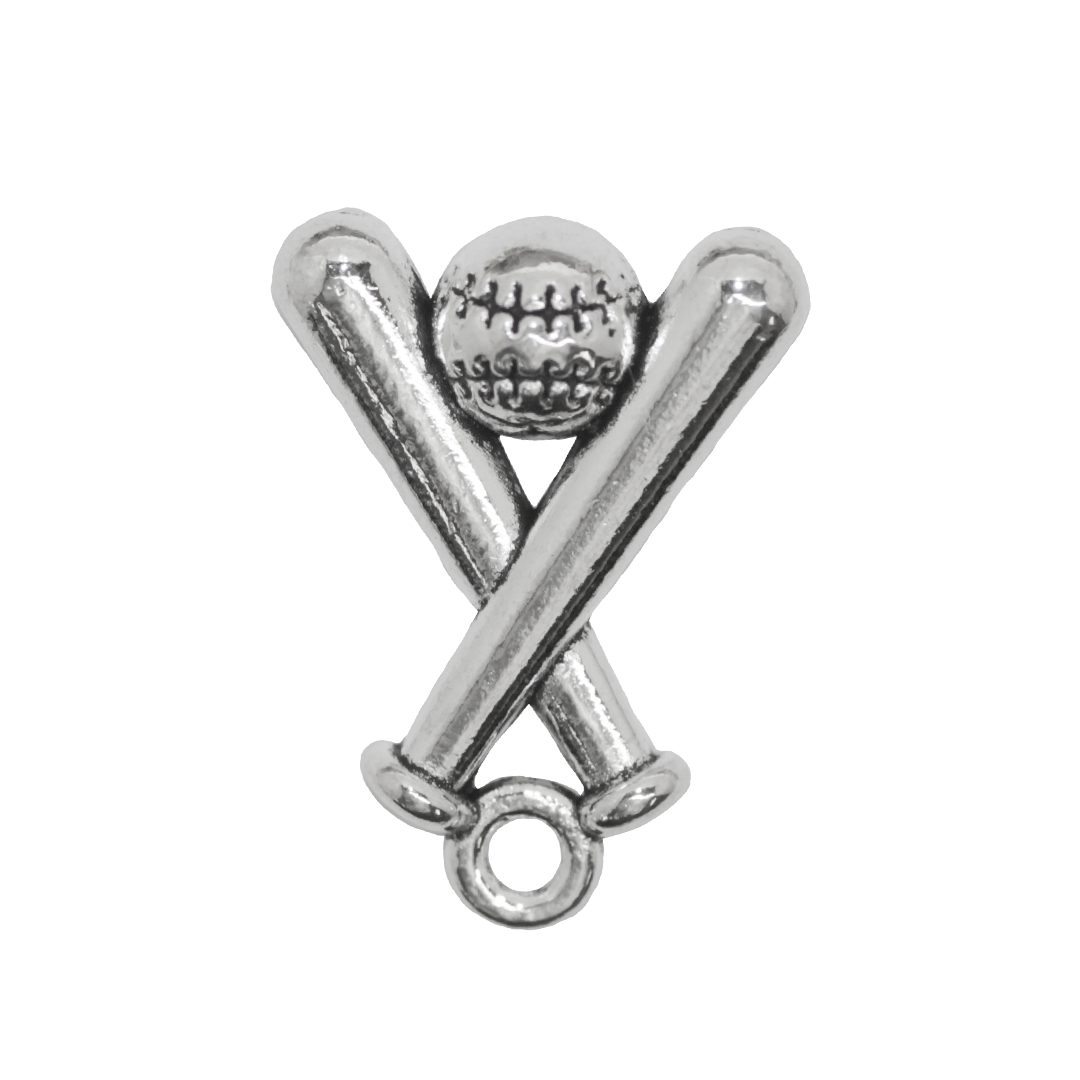 Charms, Baseball Bat, Silver, Alloy, 19mm x 14mm x 6mm, Sold Per pkg of 8