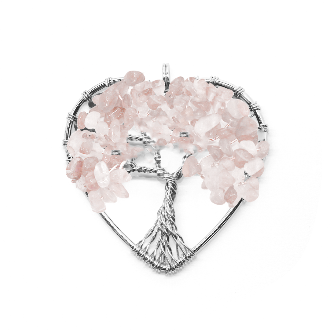 Heart Pendant, Tree of Life, Alloy, 52mm x 51mm, Sold Per pkg of 1, Available in Multiple Gemstones