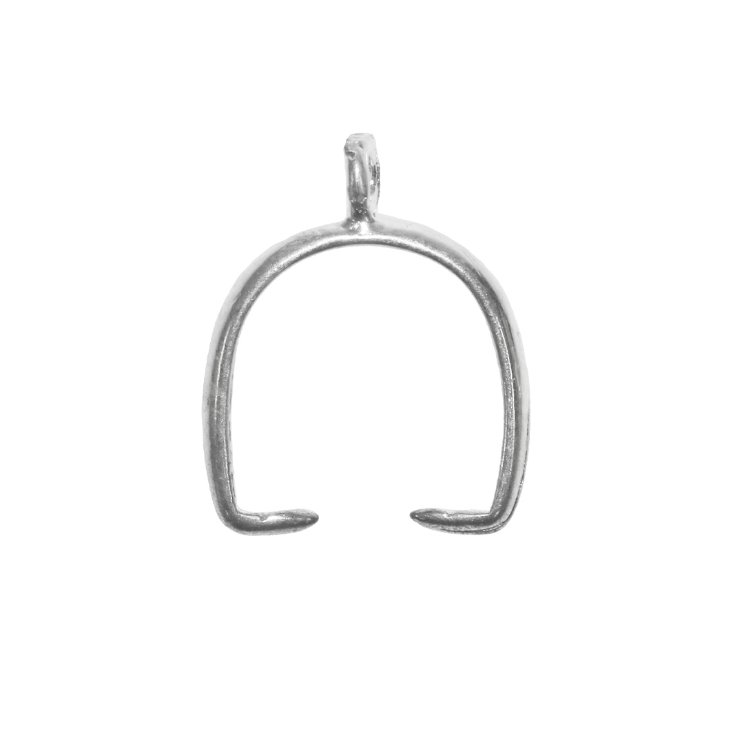 Bails, Horseshoe Pinch Bails, Bright Silver, Alloy, 14.5mm x 12mm, Sold Per pkg of 2