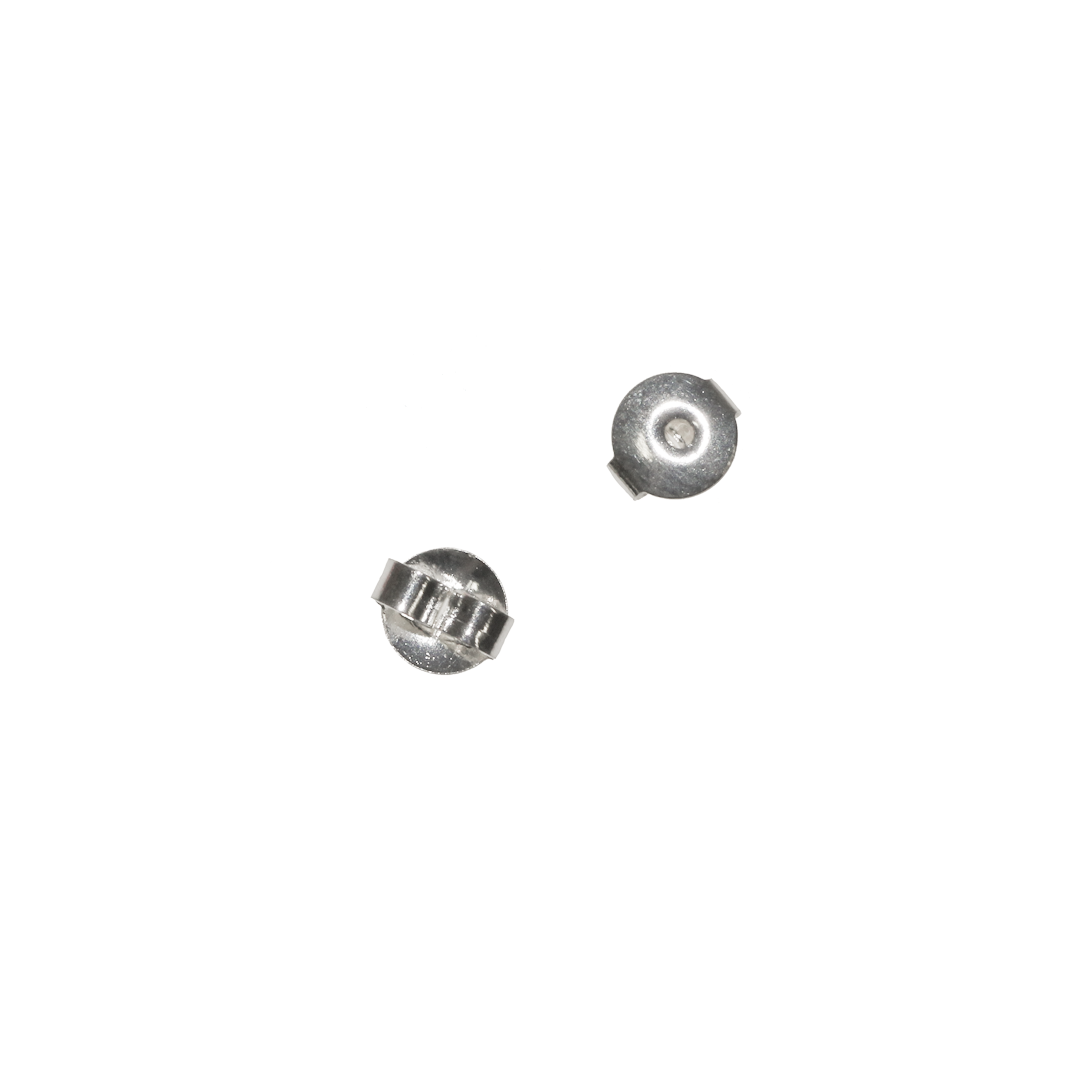 Backings, Bright Silver, Alloy, Butterfly Stoppers, 4.5mm x 5mm, Sold per pkg of 60