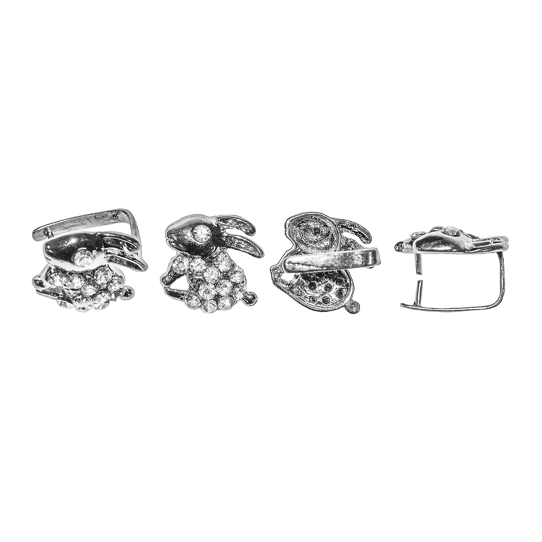 Bails, Bunny Pinch Bail, Silver, Alloy, 14mm x 13mm, Sold Per pkg of 1
