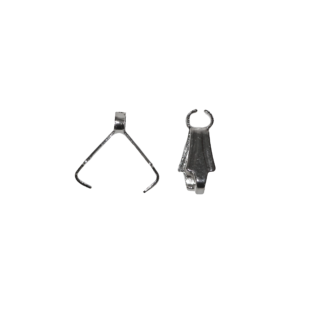 Bails, Pinch, Silver, Alloy, 8.5mm x 7mm, Sold Per pkg of 24