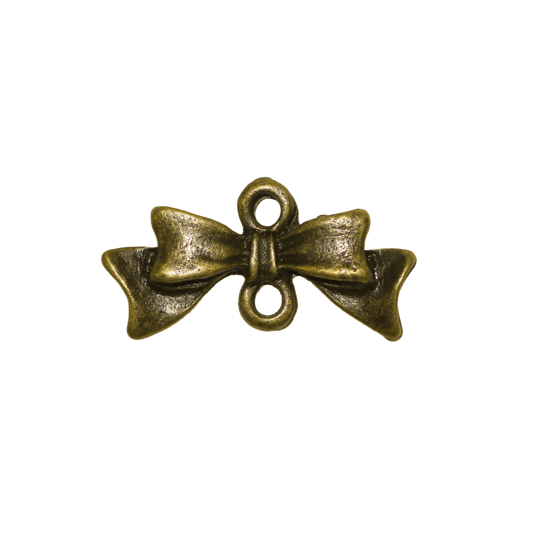 Charms, Ribbon Bow, Brass, Alloy, 10mm x 20mm, Sold Per pkg of 8