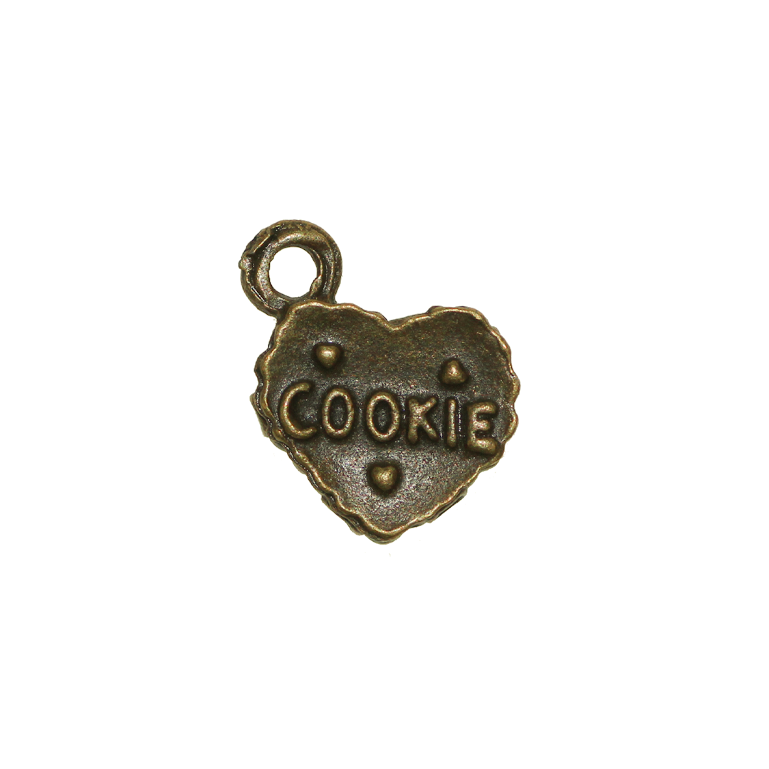 Charms, Cookie Heart, Brass, Alloy, 14mm x 11.5mm, Sold Per pkg of 8