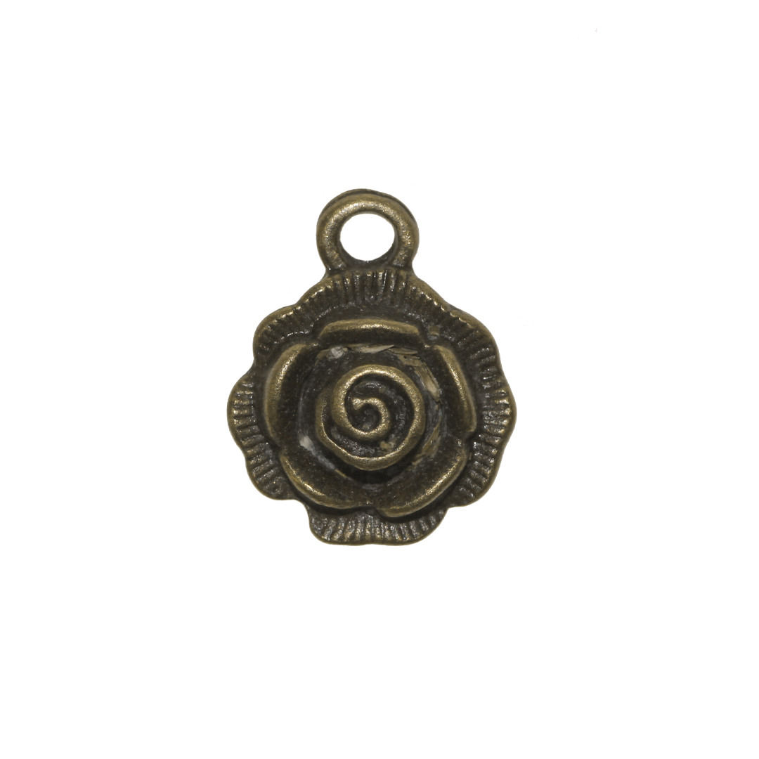 Charms, Rose, Brass, Alloy, 17mm x 13.5mm, Sold Per pkg of 9