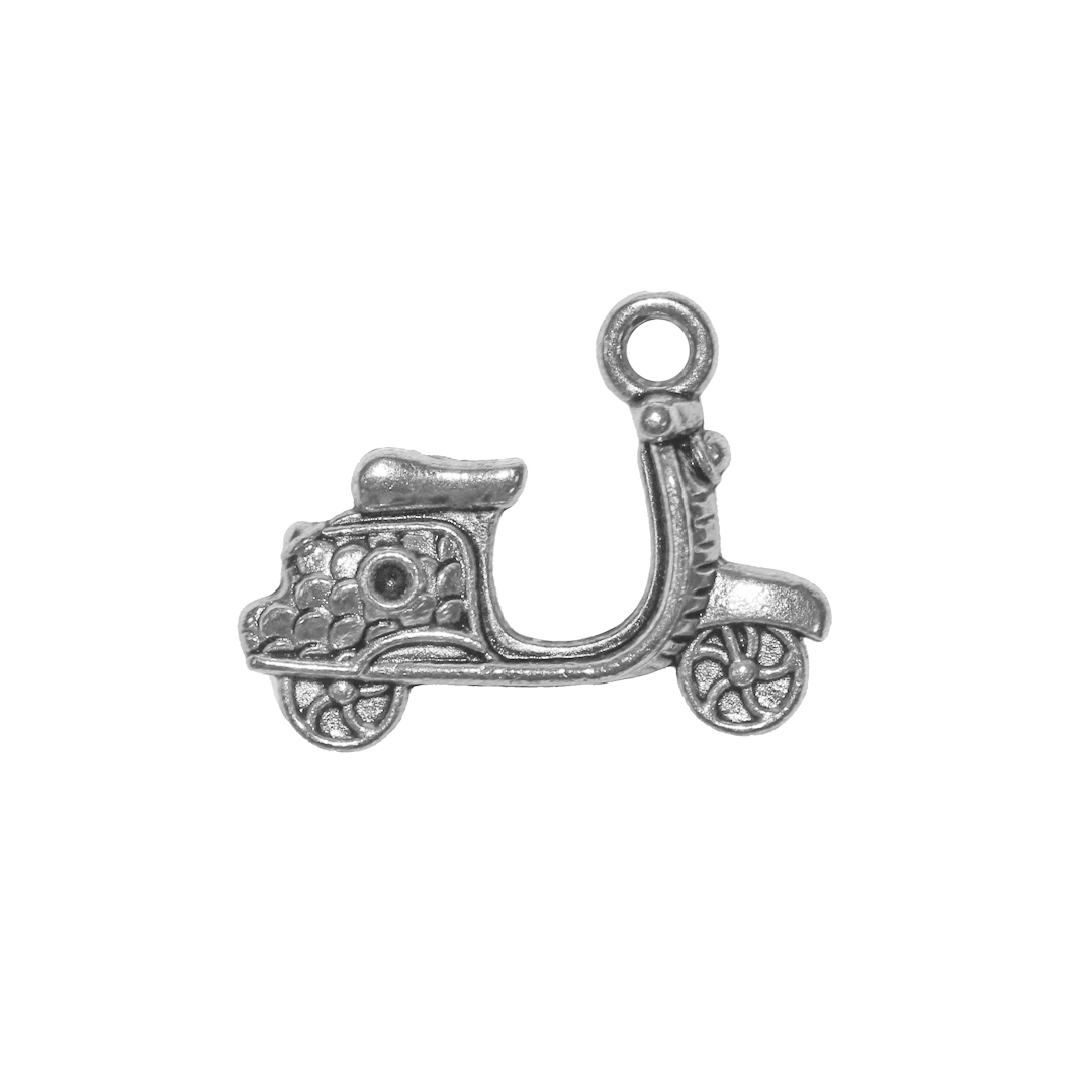 Charms, Scooter, Silver, Alloy, 13.5mm x 17.5mm, Sold Per pkg of 8