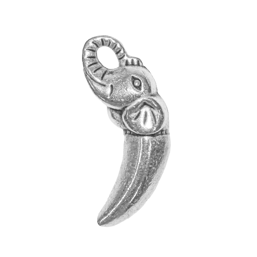 Charms, Elephant Tusk, Silver, Alloy, 18mm x 7mm, Sold Per pkg of 8