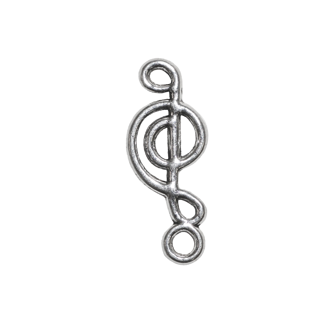 Charms, Treble Clef, Silver, Alloy, 20mm x 8mm x 1.2mm, Sold Per pkg of 16