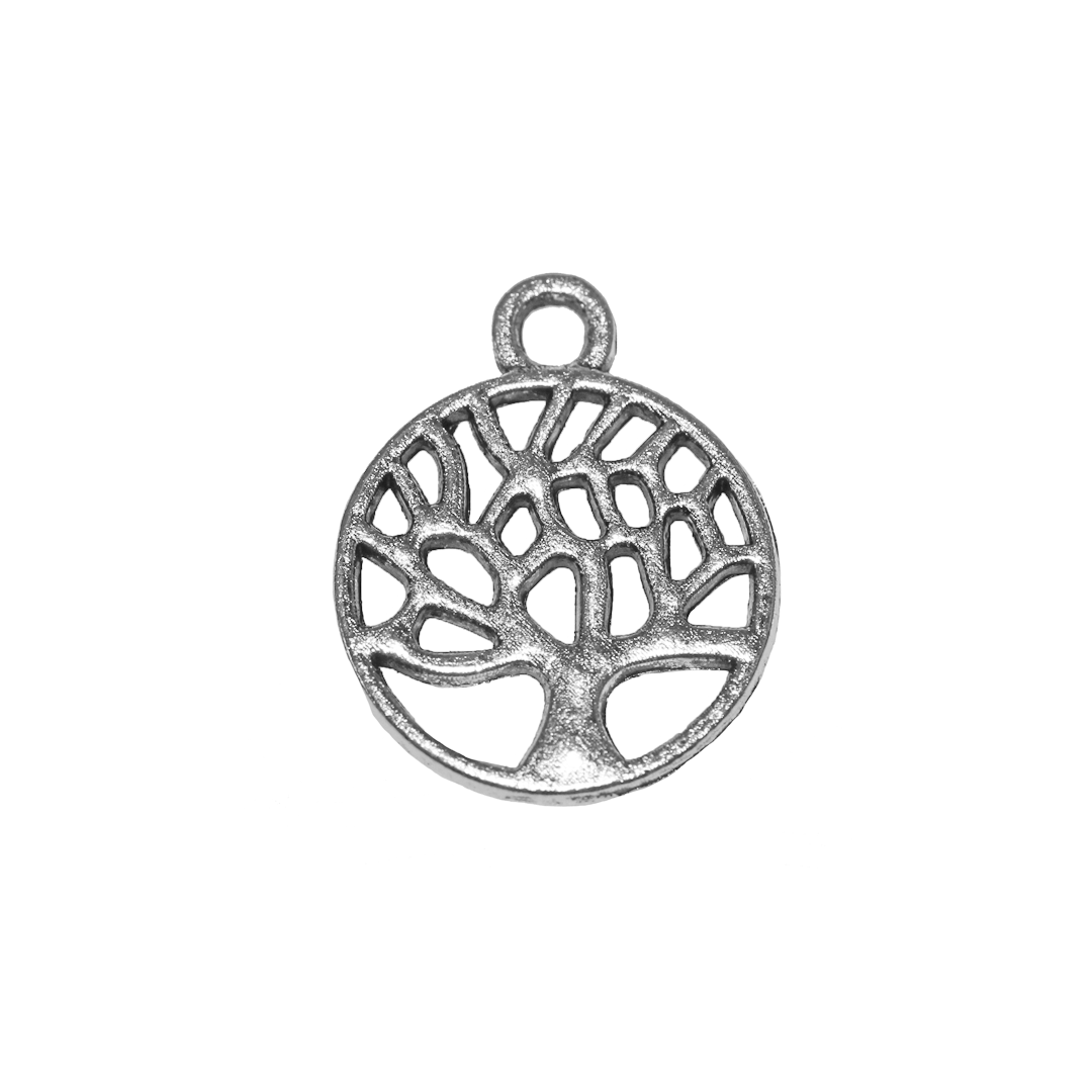 Charm, Tree of Life, Silver, Alloy, 14.5mm x 11.5mm x 1.5mm, Sold Per pkg of 16