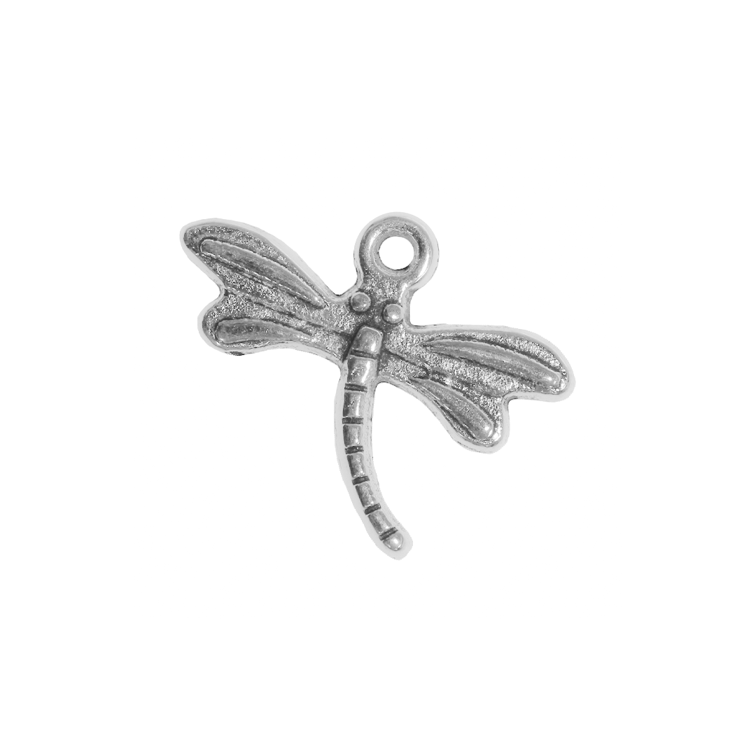 Charms, Dragonfly, Silver, Alloy, 14.5mm x 17.5mm, Sold Per pkg of 16
