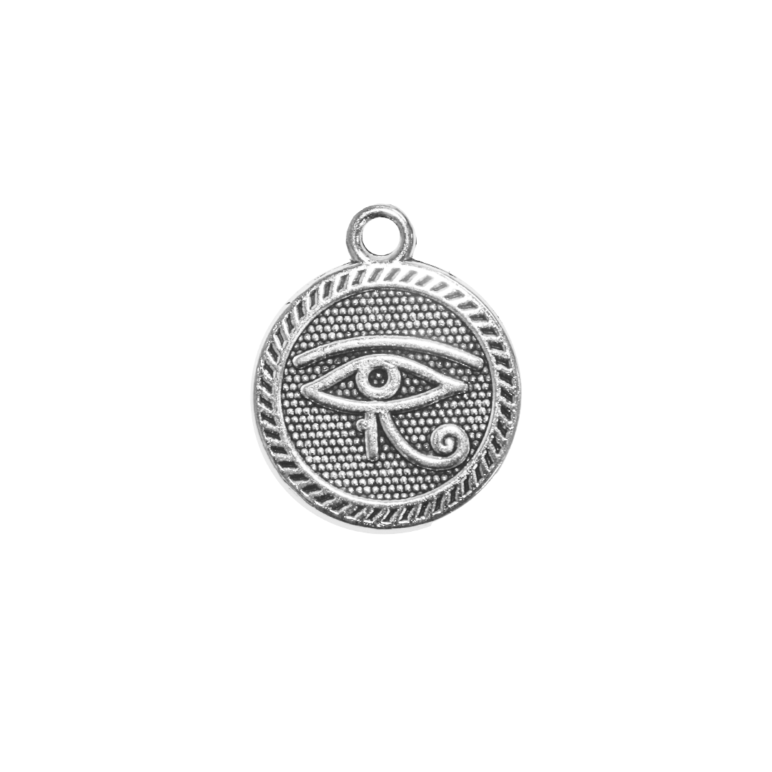 Charm, Eye of Horus, Silver, Alloy, 18mm x 15mm x 2mm, Sold Per pkg of 8