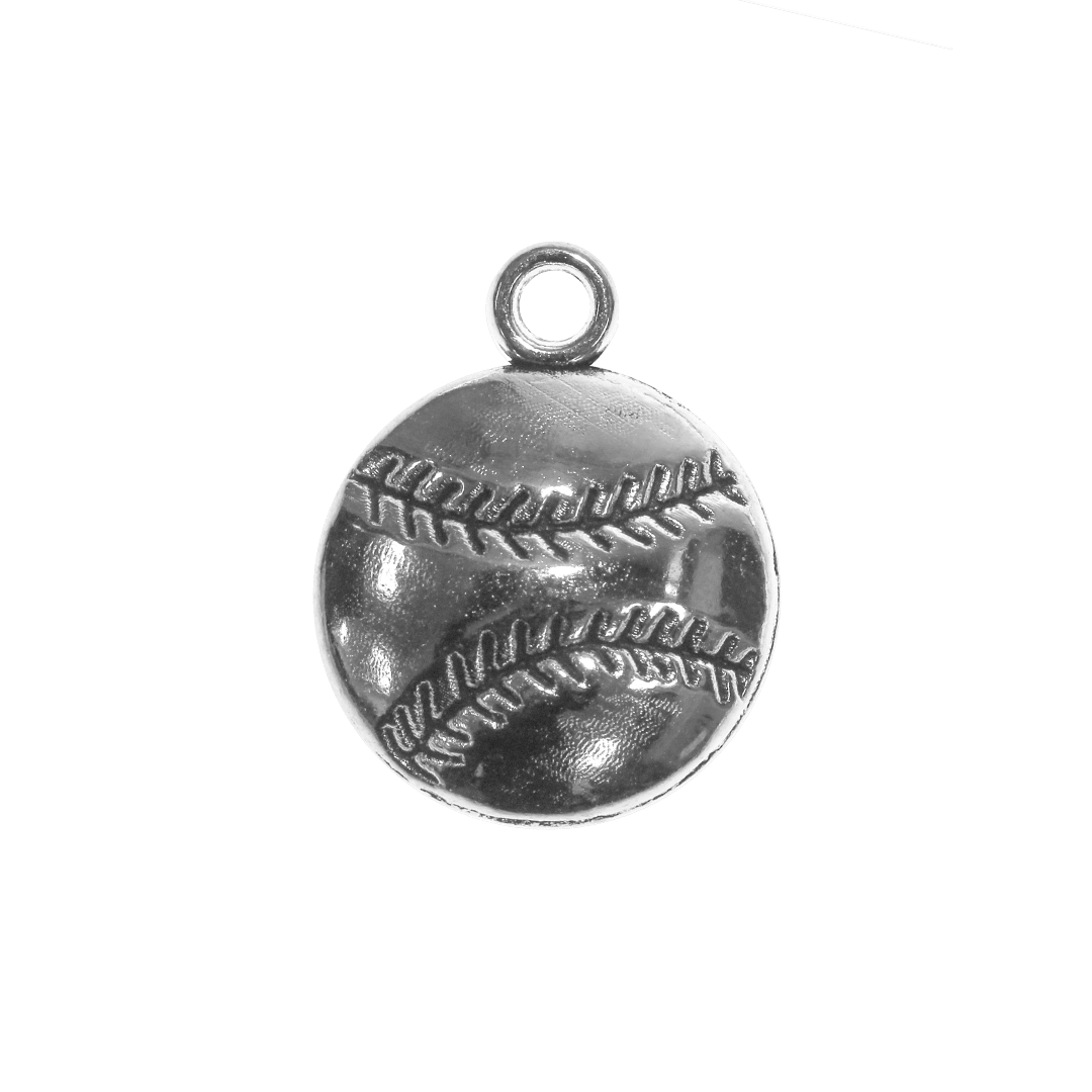 Charms, Baseball, Silver, Alloy, 18mm x 14.5mm x 3.5mm, Sold Per pkg of 10