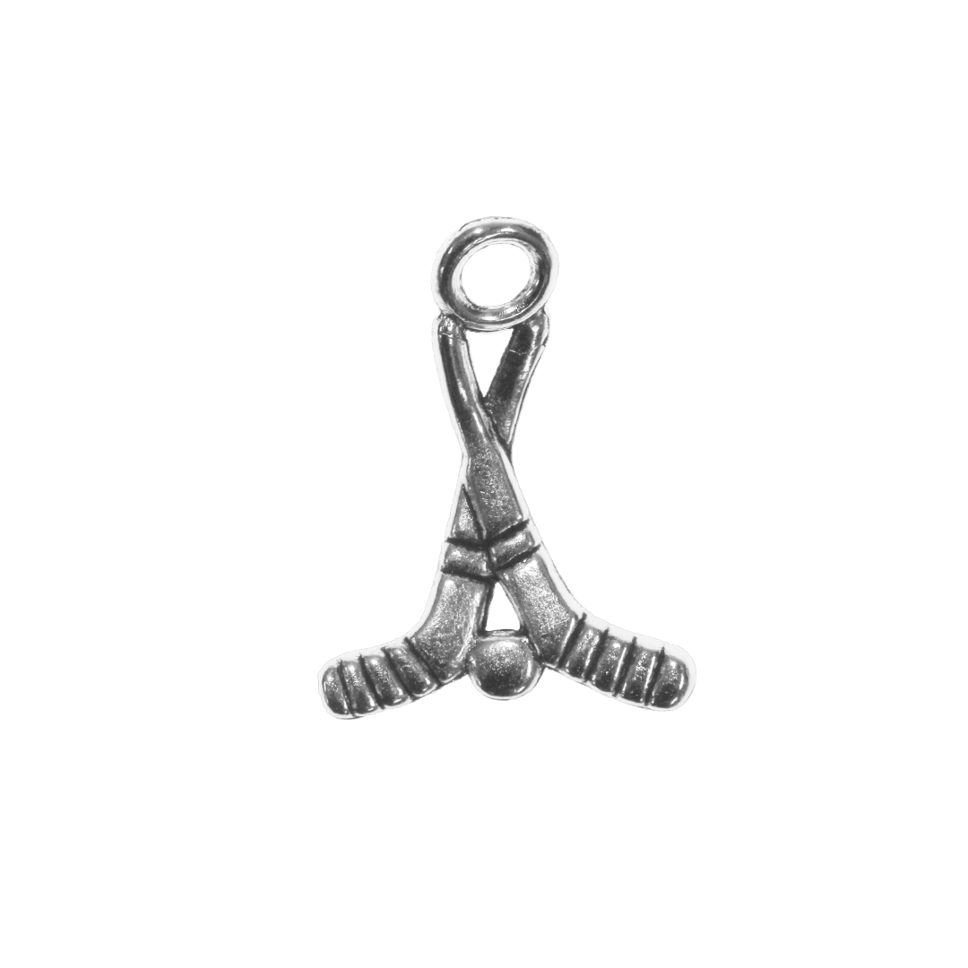 Charms, Hockey Sticks, Silver, Alloy, 22mm x 16.5mm x 1.9mm, Sold Per pkg of 10