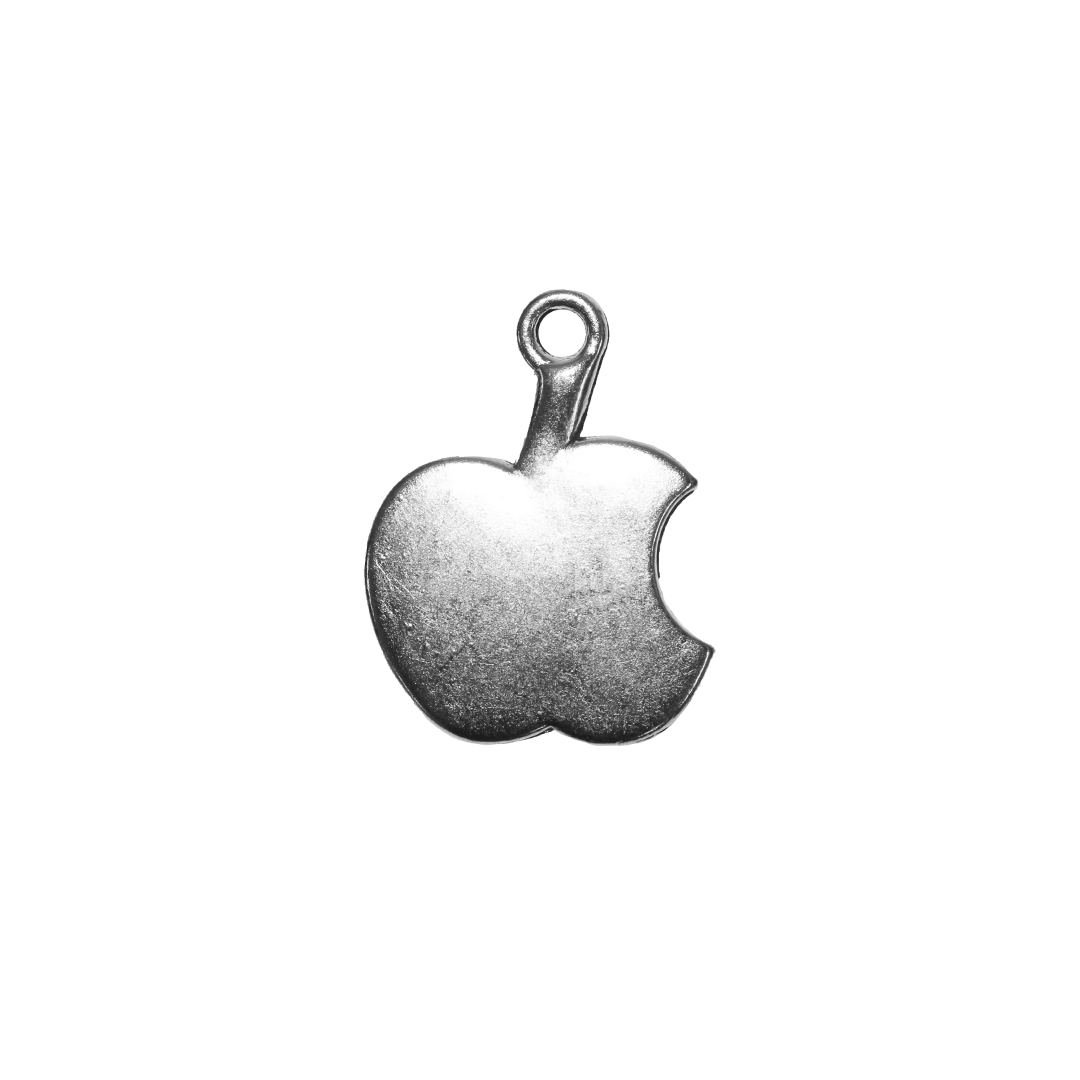 Charms, Apple, Bright Silver, Alloy, 22mm x 16.5mm x 1.5mm, Sold Per pkg of 12