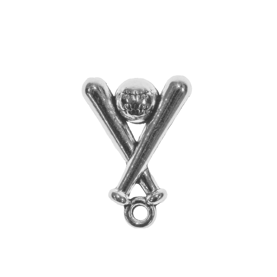 Charms, Baseball Sticks, Silver, Alloy, 18.5mm x 13mm x 5mm, Sold Per pkg of 6