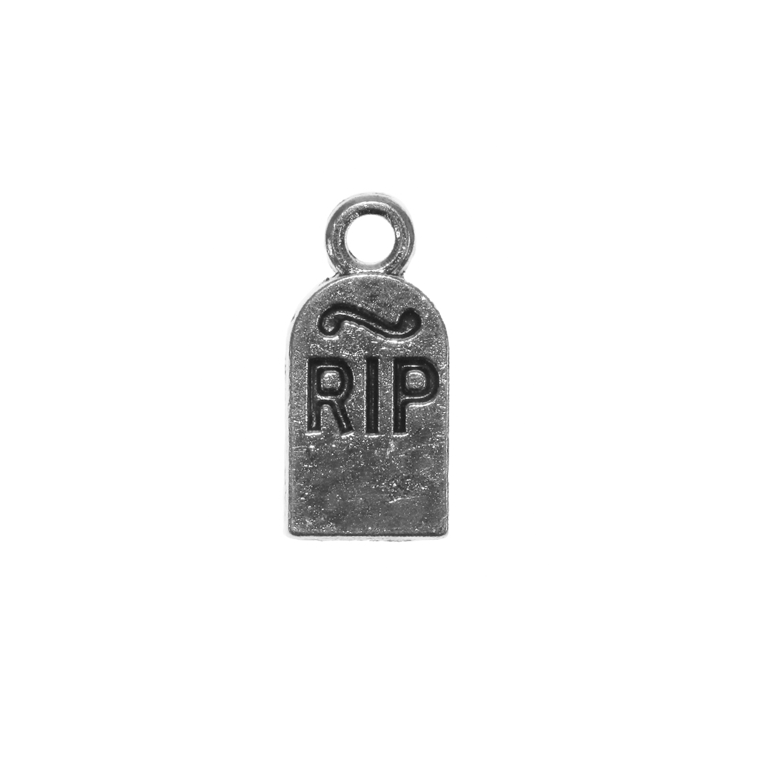 Charms, RIP, Silver, Alloy, 16.5mm x 8mm x 1.2mm, Sold Per pkg of 14