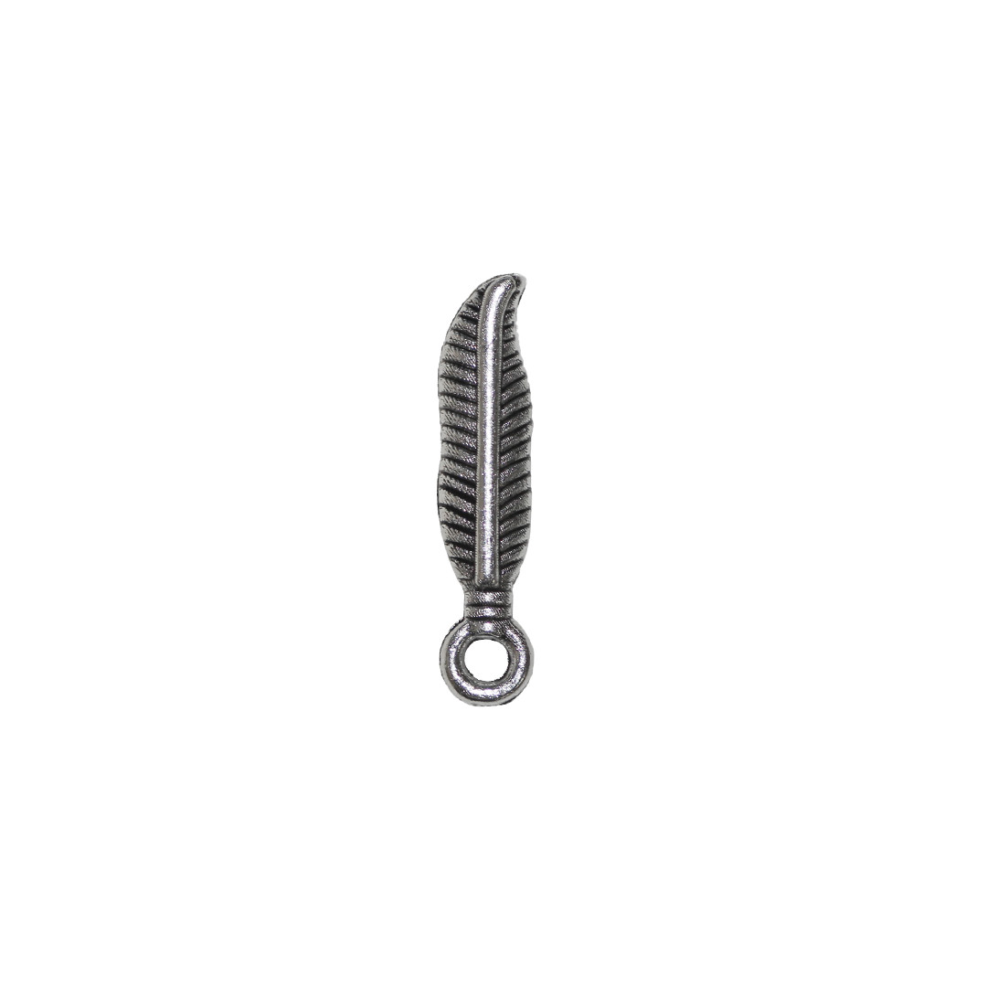 Charms, Subulate Leaf, Silver, Alloy, 19mm x 4mm x 2mm, Sold Per pkg of 30
