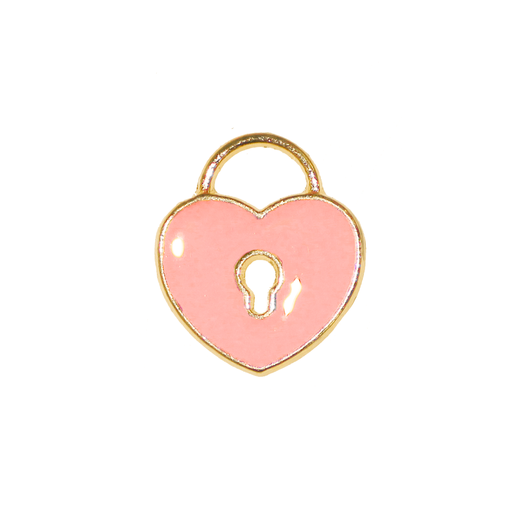 Charm, Heart Lock, Enameled, 12.5mm x 11mm x 1.2mm, Sold Per pkg of 12, Available in Multiple colors
