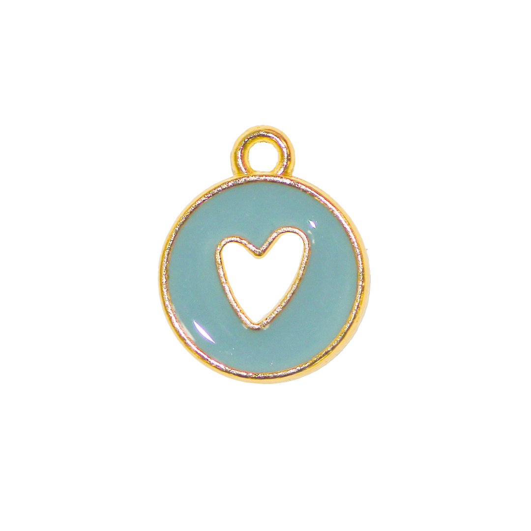 Charm, Heart, Enameled, 14.5mm x 11.5mm x 2mm, Available in Multiple colors