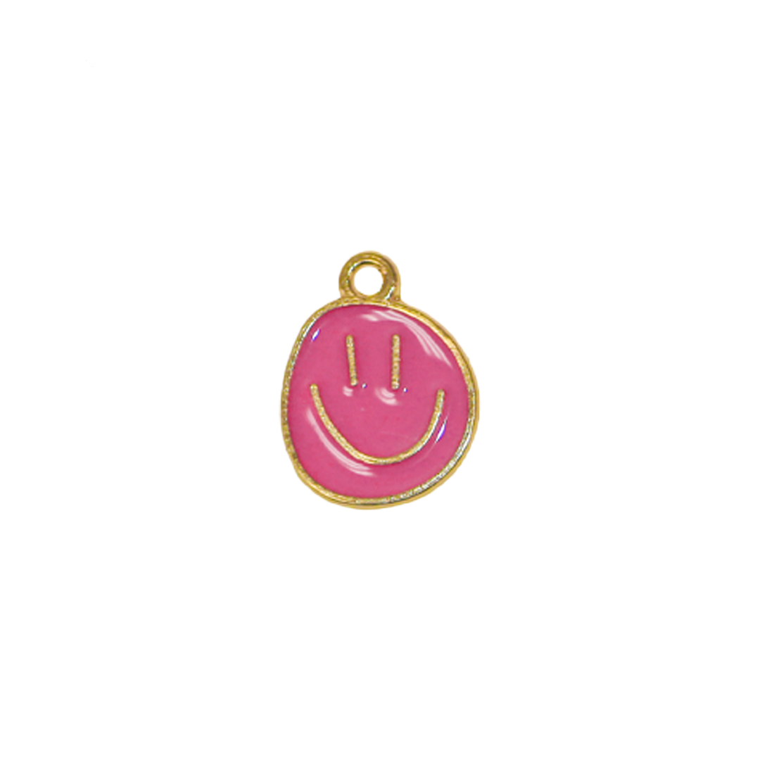 Charm, Asymmetrical Round Smiley, Enameled, 17mm x 13mm x 1mm, Sold Per pkg of 12, Available in Multiple colors