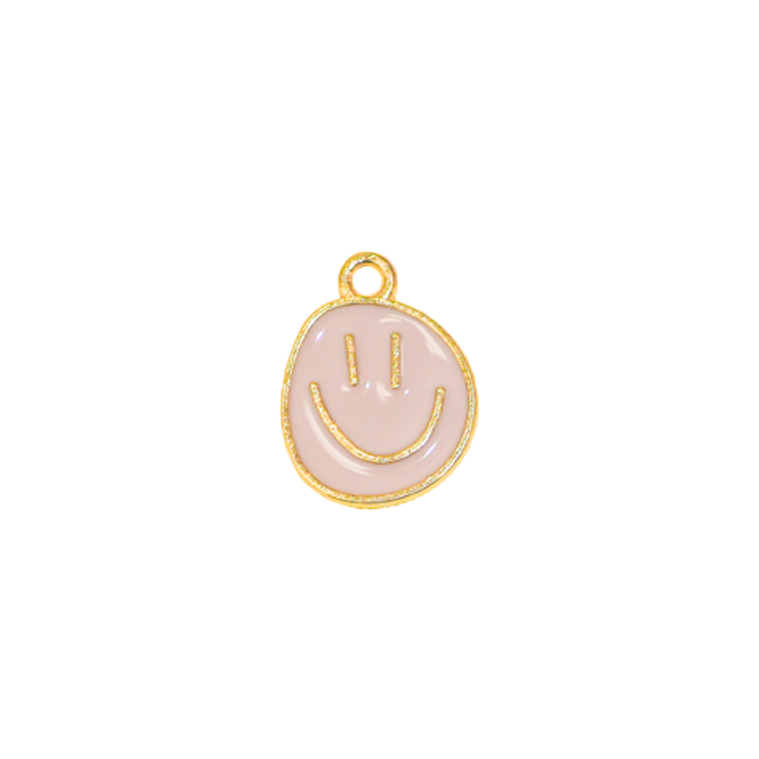 Charm, Asymmetrical Round Smiley, Enameled, 17mm x 13mm x 1mm, Sold Per pkg of 12, Available in Multiple colors