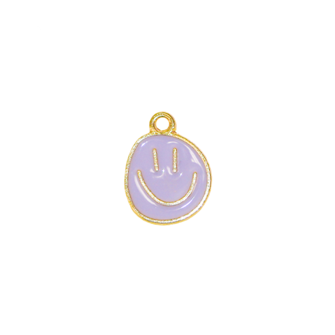 Charm, Asymmetrical Round Smiley, Enameled, 17mm x 13mm x 1mm, Sold Per pkg of 12, Available in Multiple colors