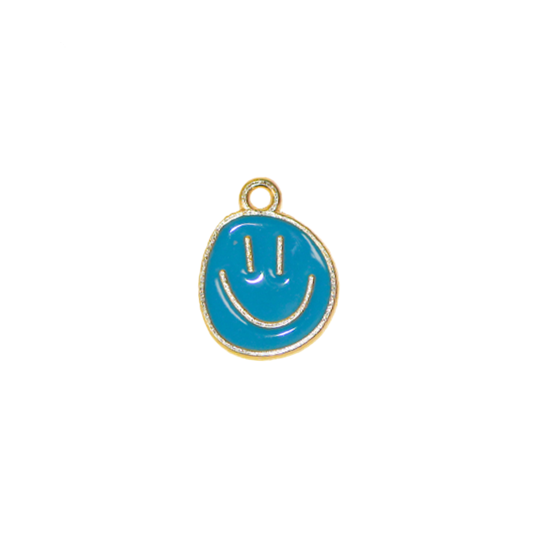 Charm, Asymmetrical Round Smiley, Enameled, 17mm x 13mm x 1mm, Sold Per pkg of 12, Available in Multiple colors