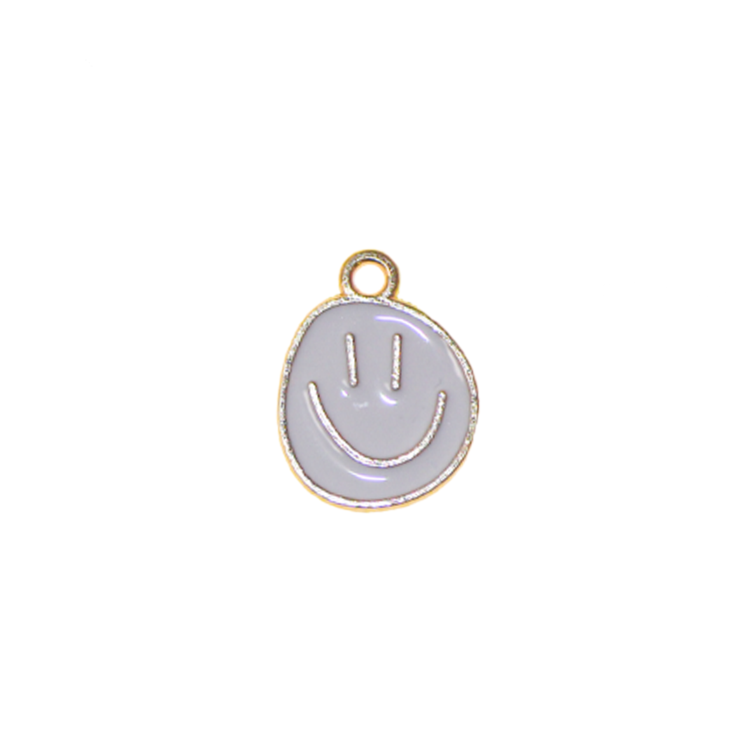 Charm, Asymmetrical Round Smiley, Enameled, 17mm x 13mm x 1mm, Sold Per pkg of 12, Available in Multiple colors