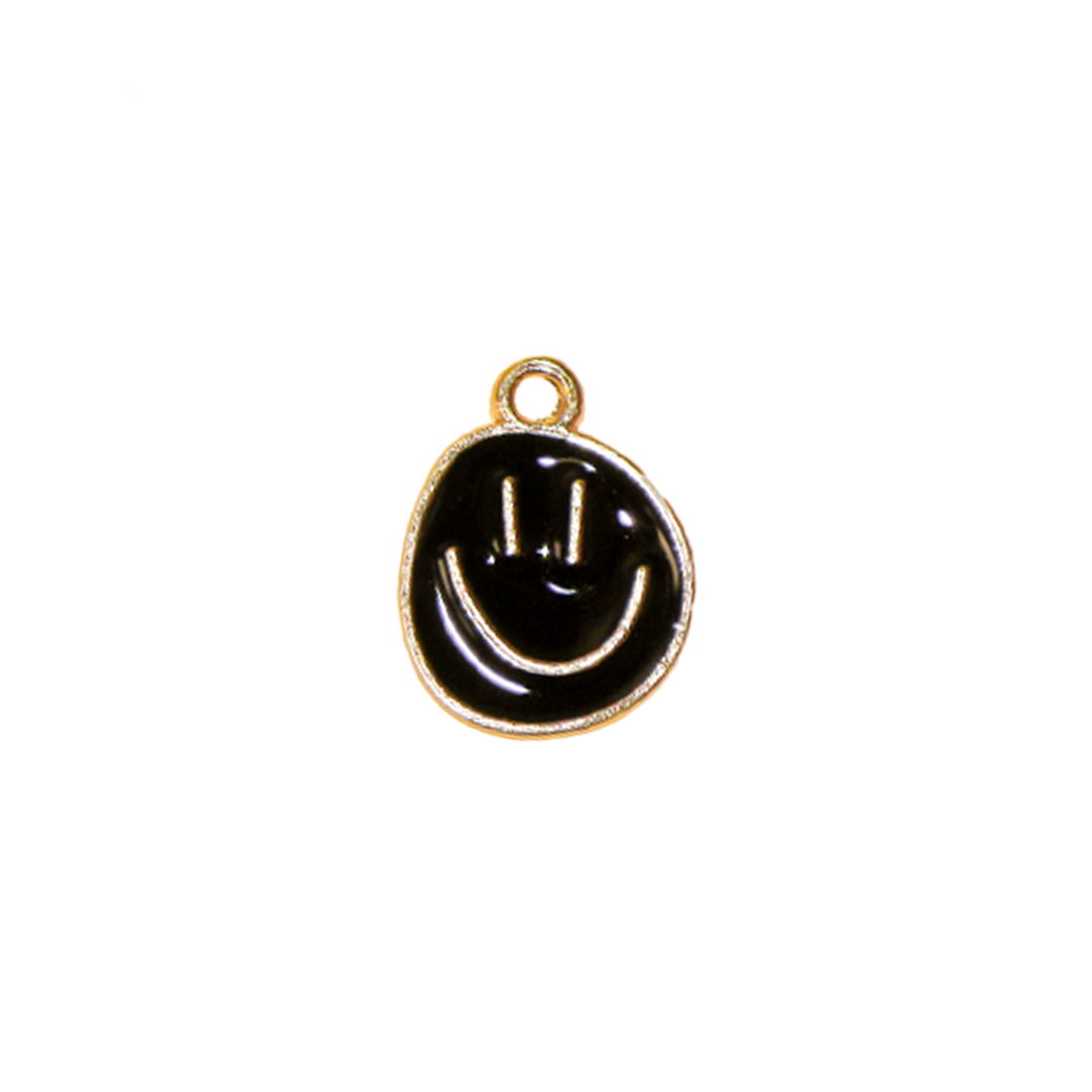 Charm, Asymmetrical Round Smiley, Enameled, 17mm x 13mm x 1mm, Sold Per pkg of 12, Available in Multiple colors