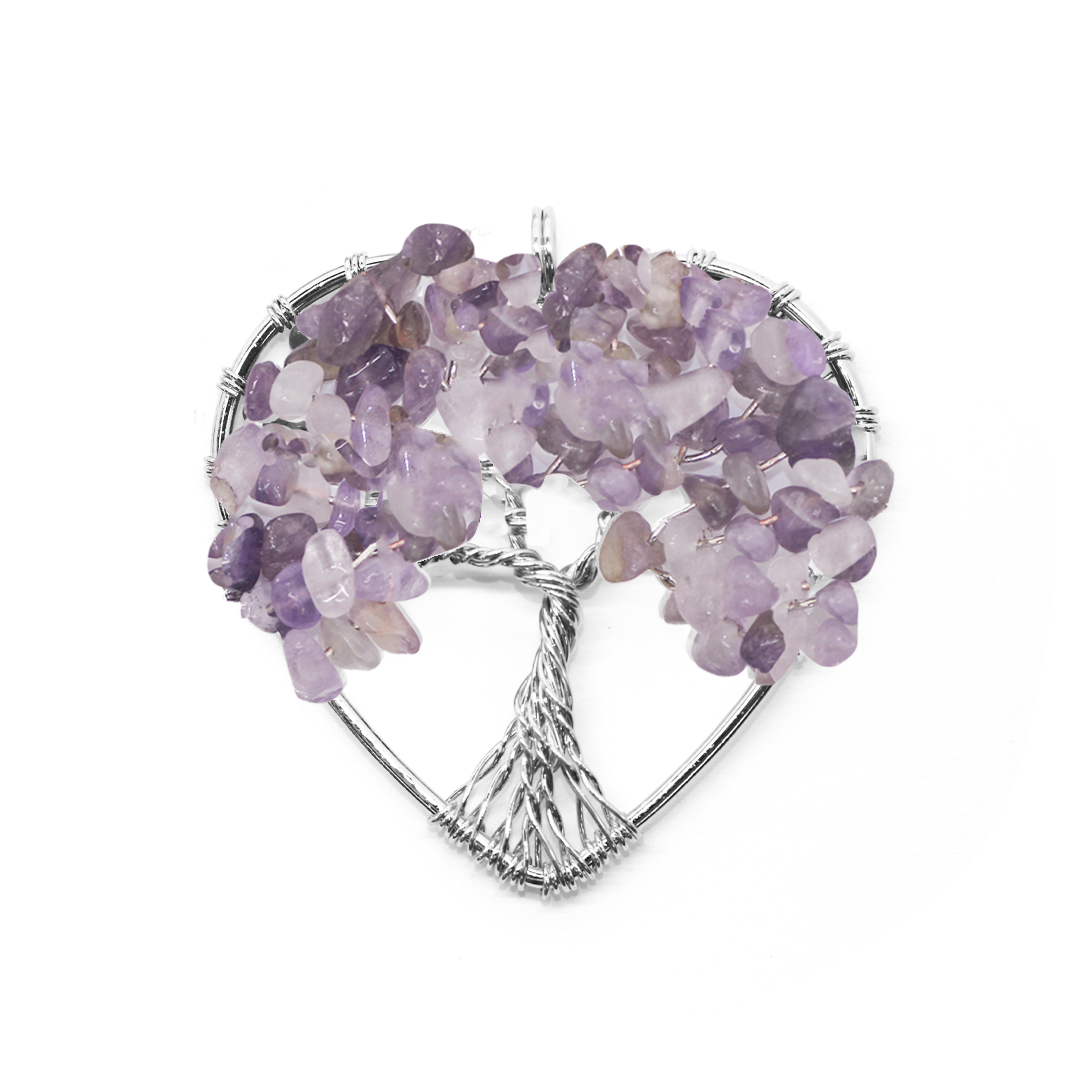 Heart Pendant, Tree of Life, Alloy, 52mm x 51mm, Sold Per pkg of 1, Available in Multiple Gemstones