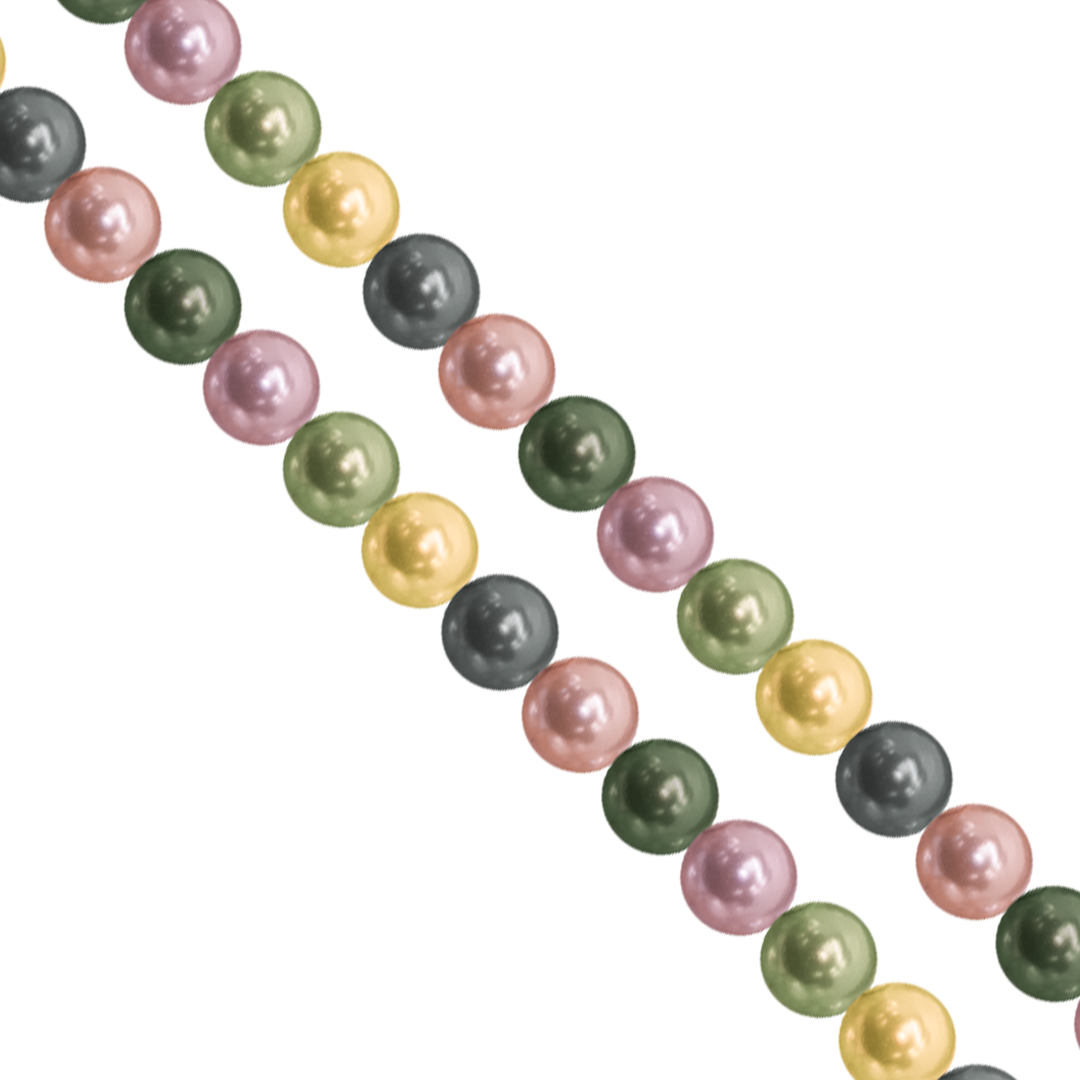 Shell Pearls, Dark Gray, Green, Purple & Yellow, Available in Multiple Sizes