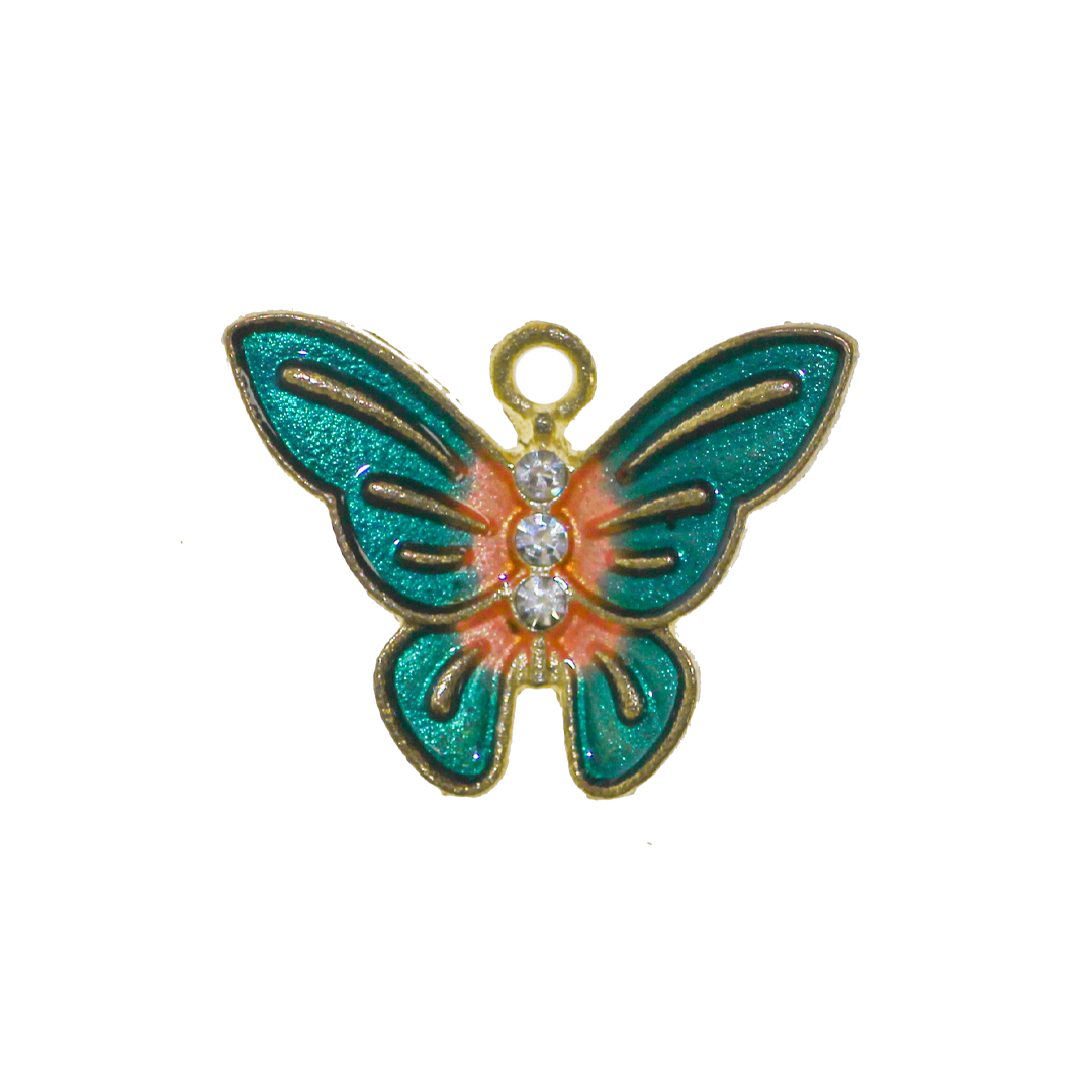 Charm, Butterfly, Enameled, Gold, Alloy, 15mm x 20mm x 3mm, Sold Per pkg of 6, Available in Multiple Colours