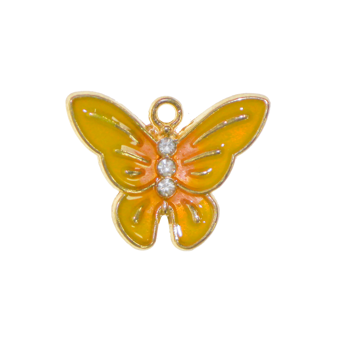 Charm, Butterfly, Enameled, Gold, Alloy, 15mm x 20mm x 3mm, Sold Per pkg of 6, Available in Multiple Colours