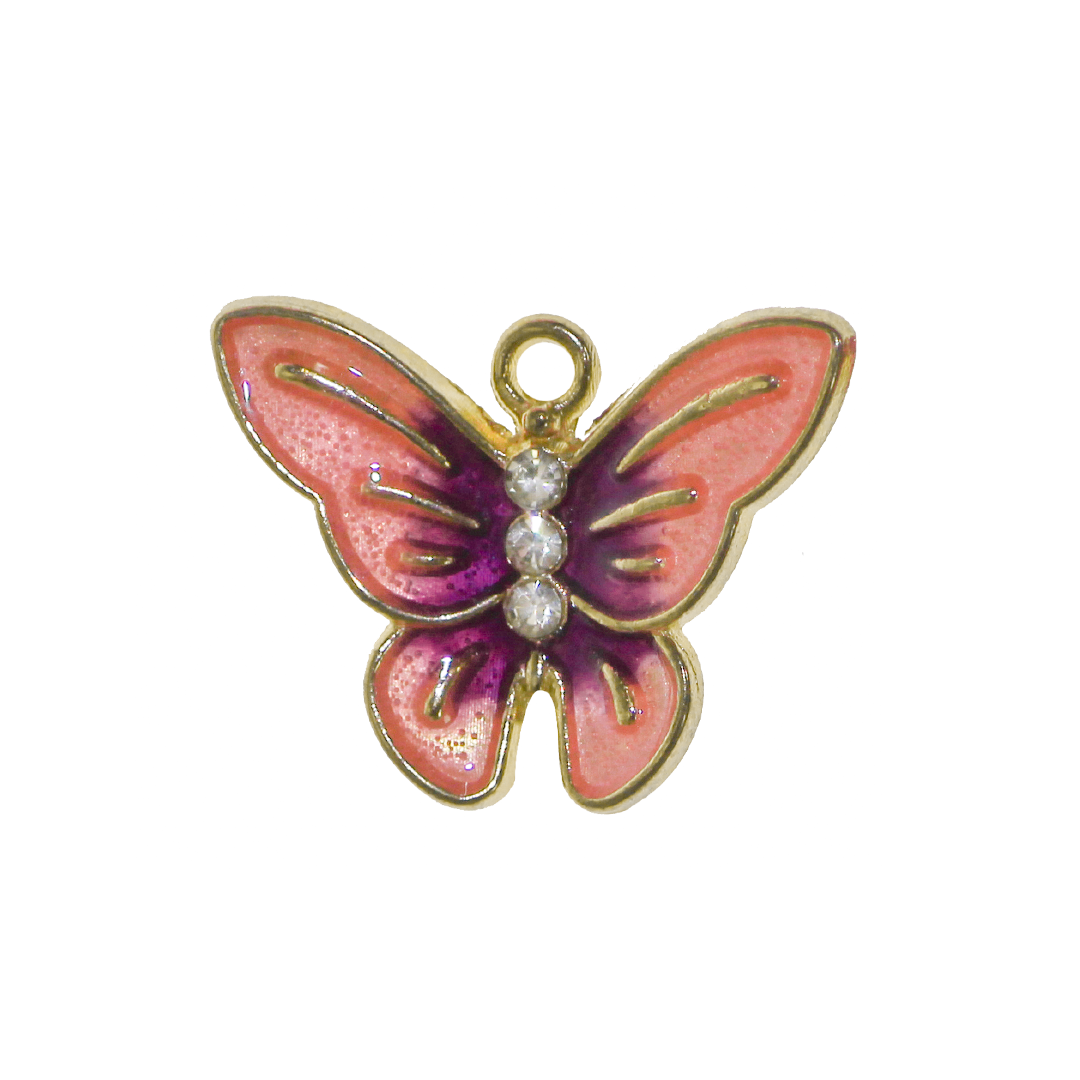 Charm, Butterfly, Enameled, Gold, Alloy, 15mm x 20mm x 3mm, Sold Per pkg of 6, Available in Multiple Colours