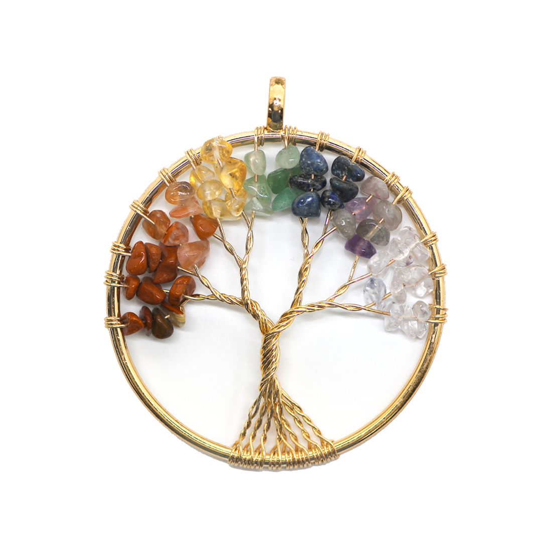 Pendant, Tree of Life, Alloy, 57mm x 50mm, Sold Per pkg of 1, Available in Multiple Gemstones