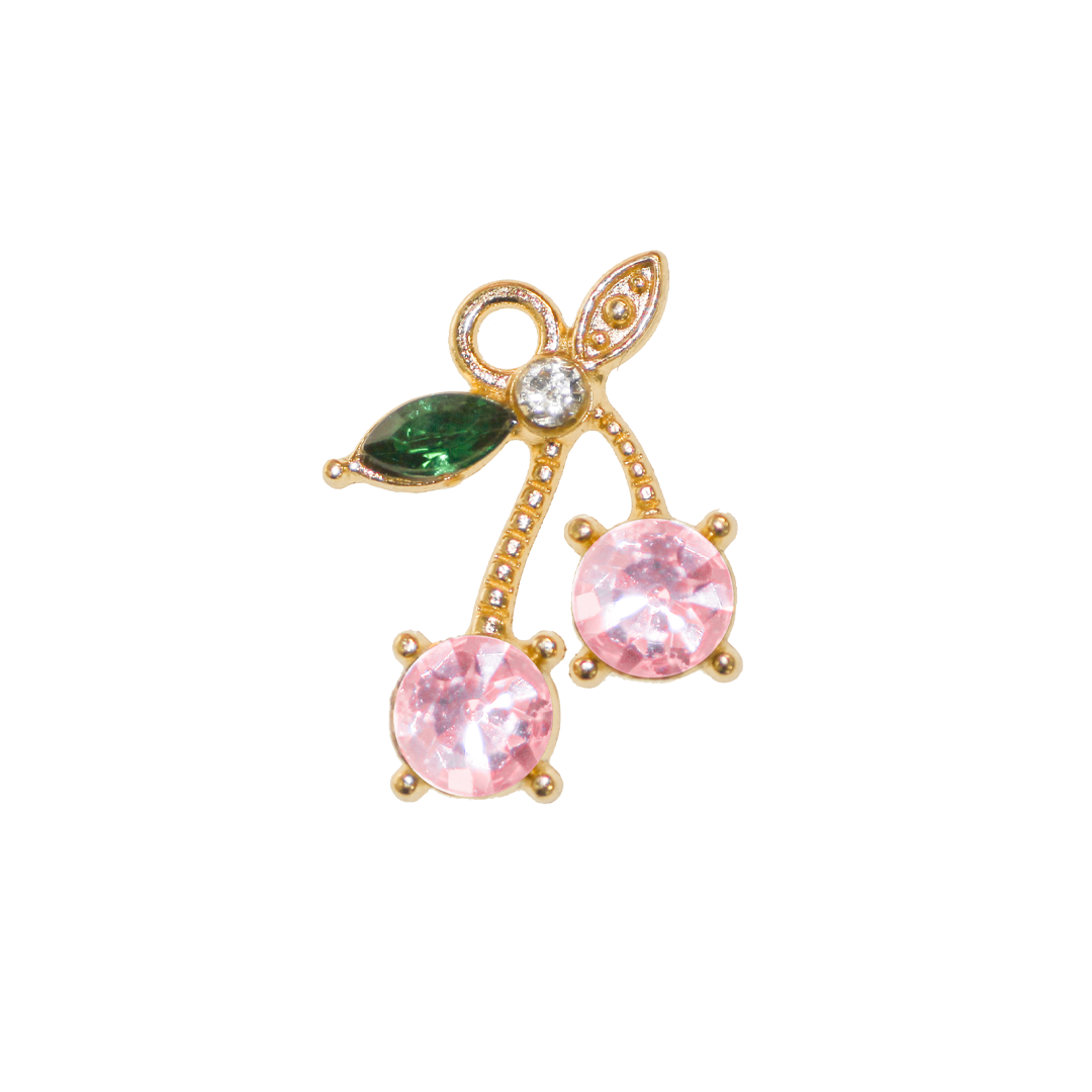 Charm, Rhinestone Flower, Pink, Gold, Alloy, 20mm x 15mm x 5mm, Sold Per pkg of 2