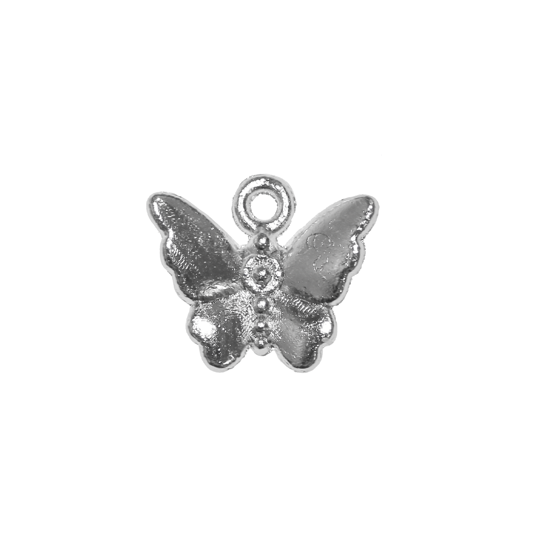 Charm, Butterfly, Bright Silver, Alloy, 11.5mm x 13.5mm x 2.5mm, Sold Per pkg of 16