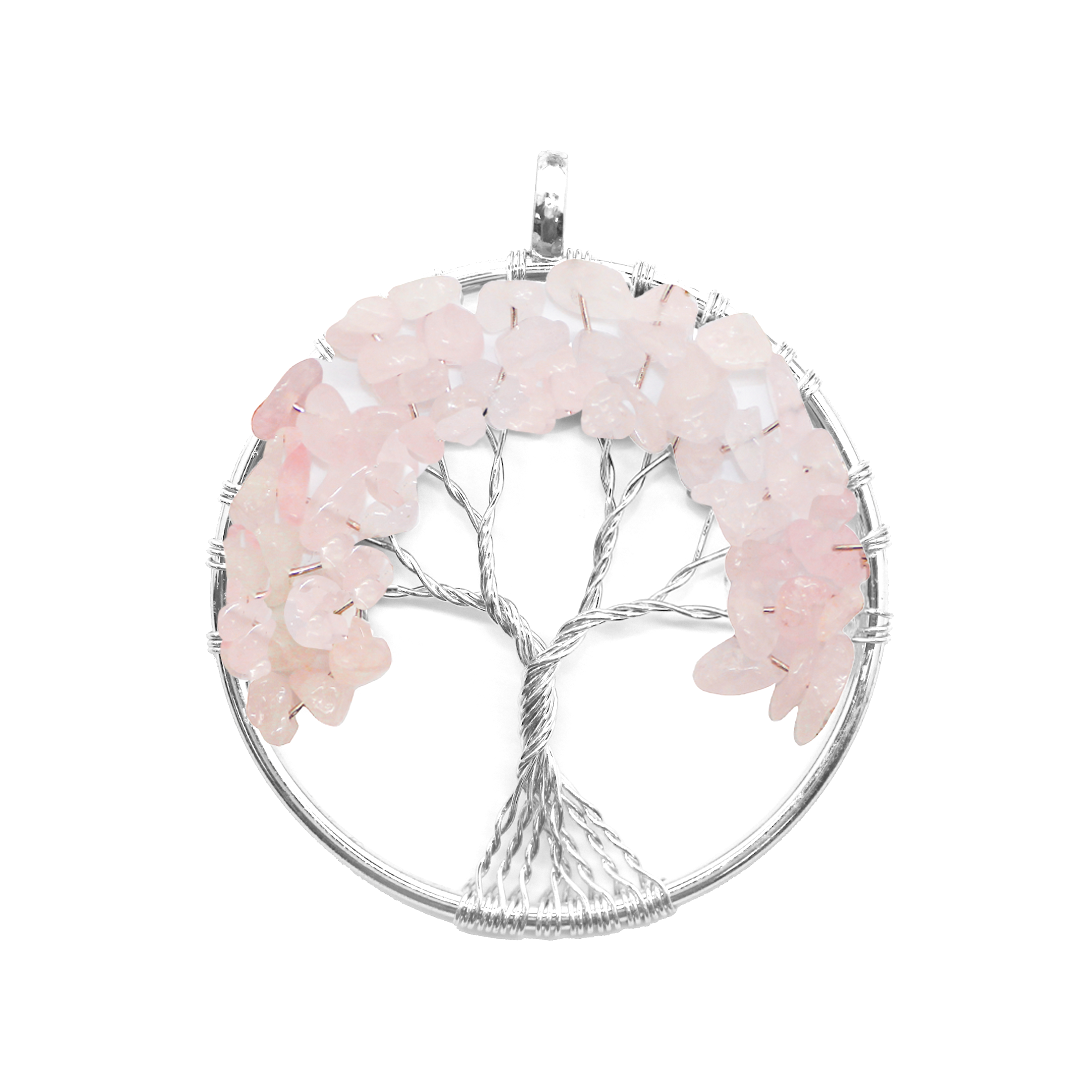 Pendant, Tree of Life, Alloy, 57mm x 50mm, Sold Per pkg of 1, Available in Multiple Gemstones