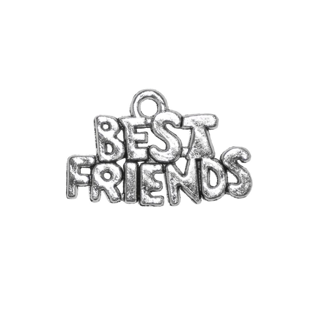 Charms, Best Friends, Silver, Alloy, 14mm x 22.5mm x 1.2mm, Sold Per pkg of 14