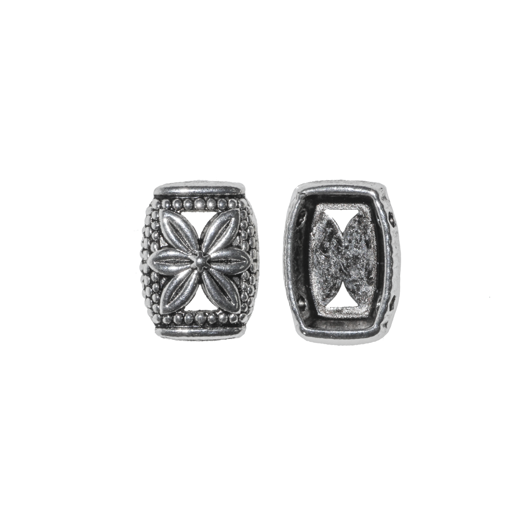 Connector, 2 Loops Barrel, Silver, Alloy, 14mm x 10.5mm, Sold per pkg of 10